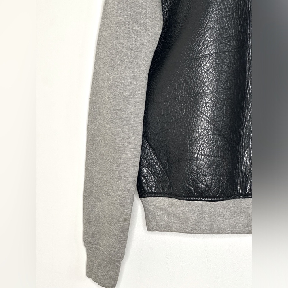 ALEXANDER WANG Leather & Neoprene Half Half Varsity Jacket Black and Grey - Picture 8 of 13